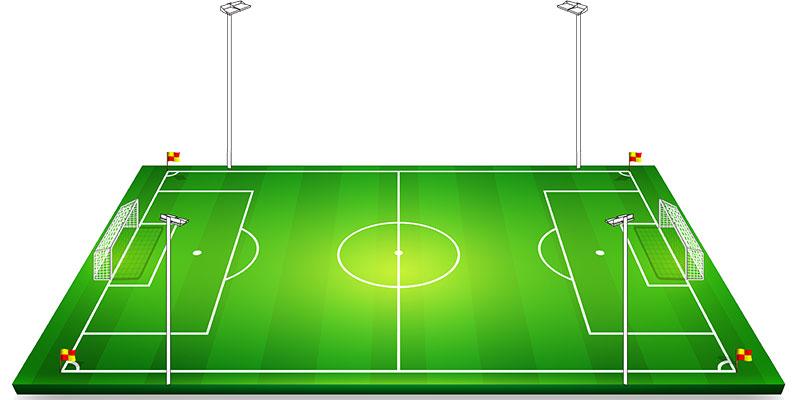 Football lighting for pitches with masts before sidelines